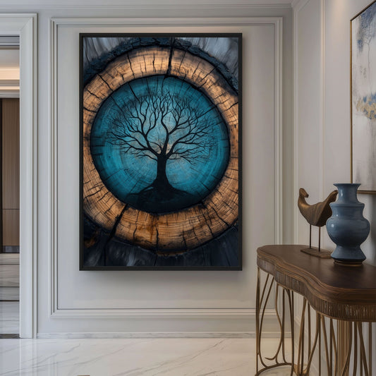 Tree Ring Art Framed Canvas