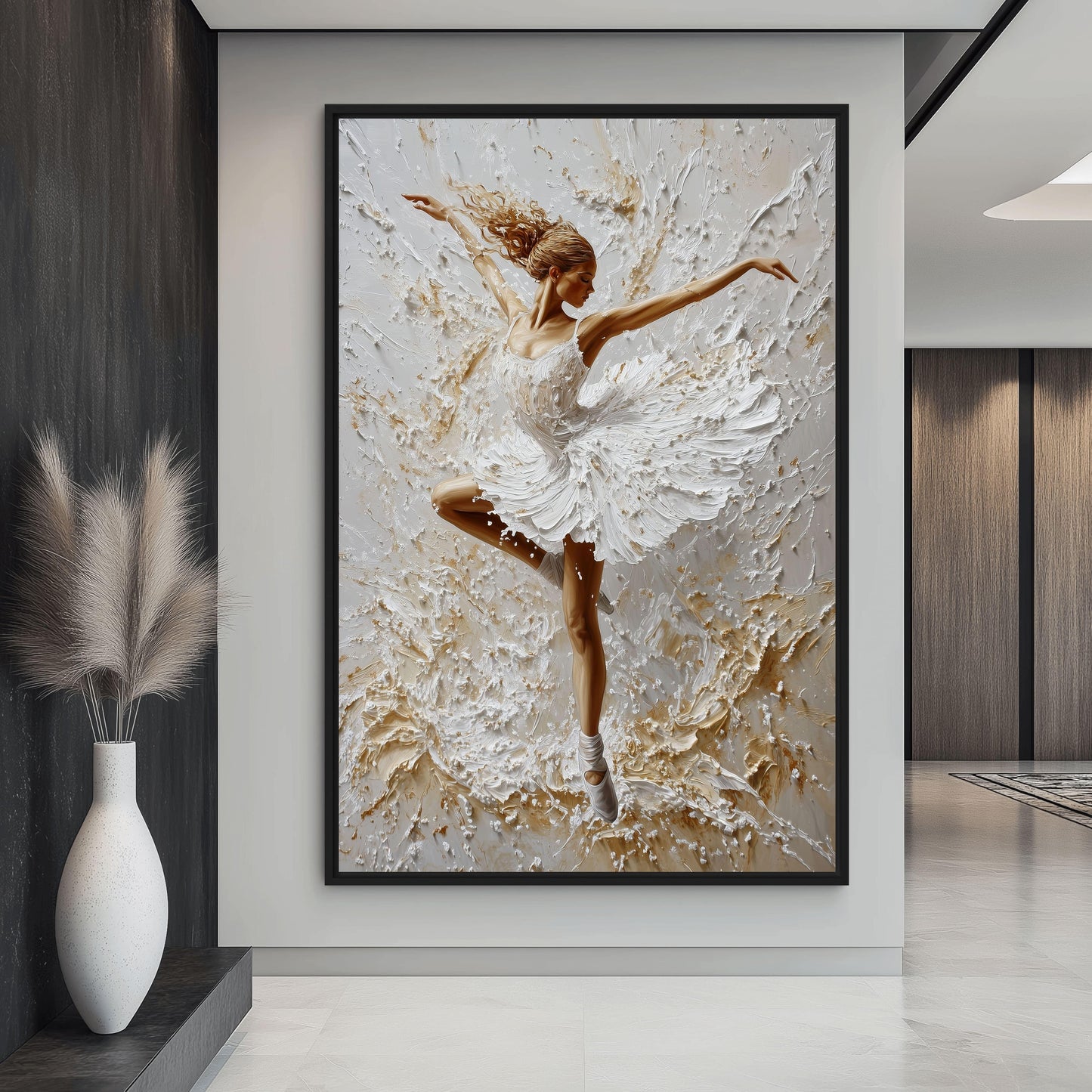 Dancing Ballerina Modern Art Framed Canvas