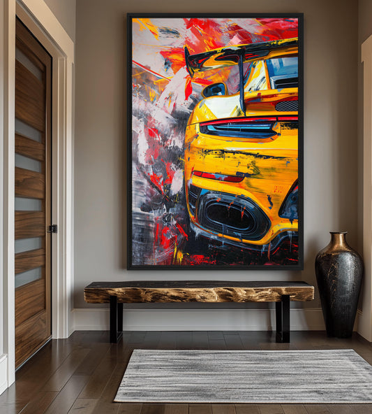 Yellow Sports Car Modern Art Digital Print