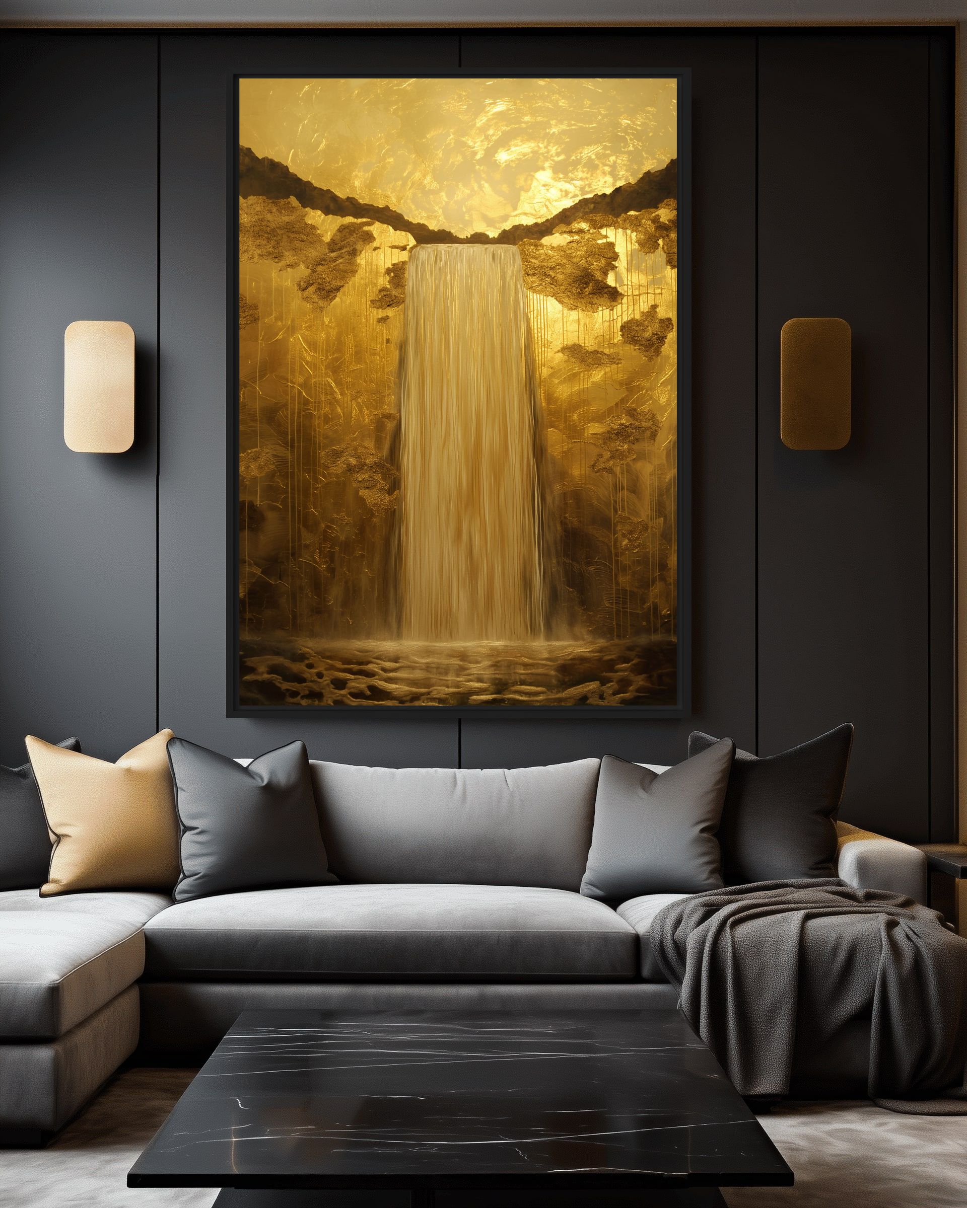 Majestic Waterfall Framed Canvas - PaintFu