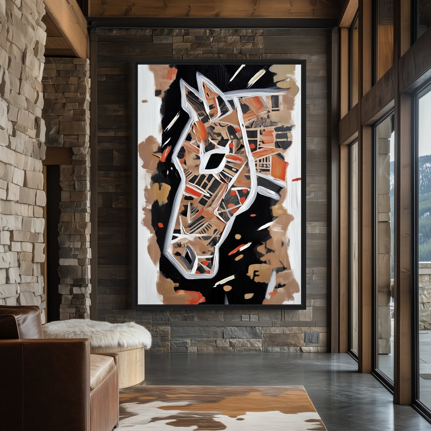Horse Abstract Art Framed Canvas