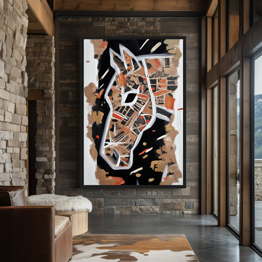Horse Abstract Art Framed Canvas