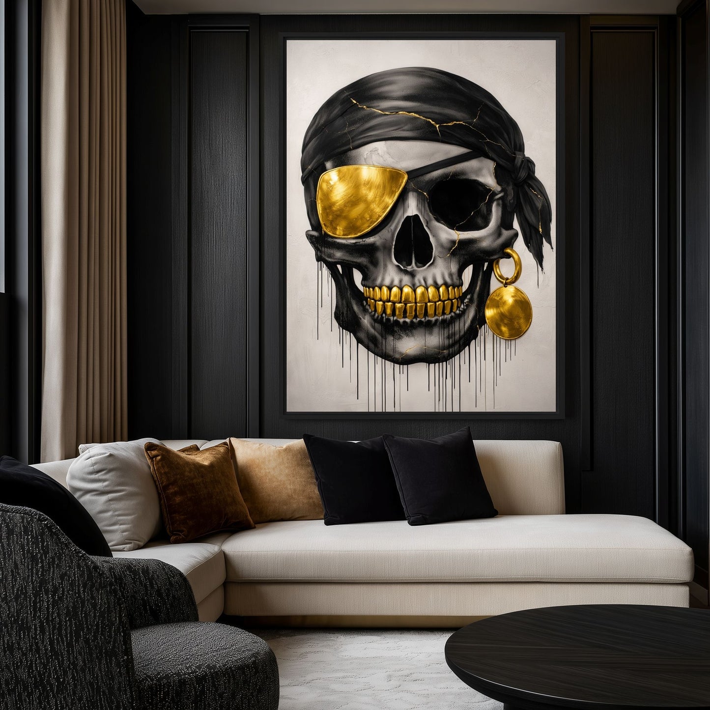 Pirate Skull Gothic Art Framed Canvas - PaintFu