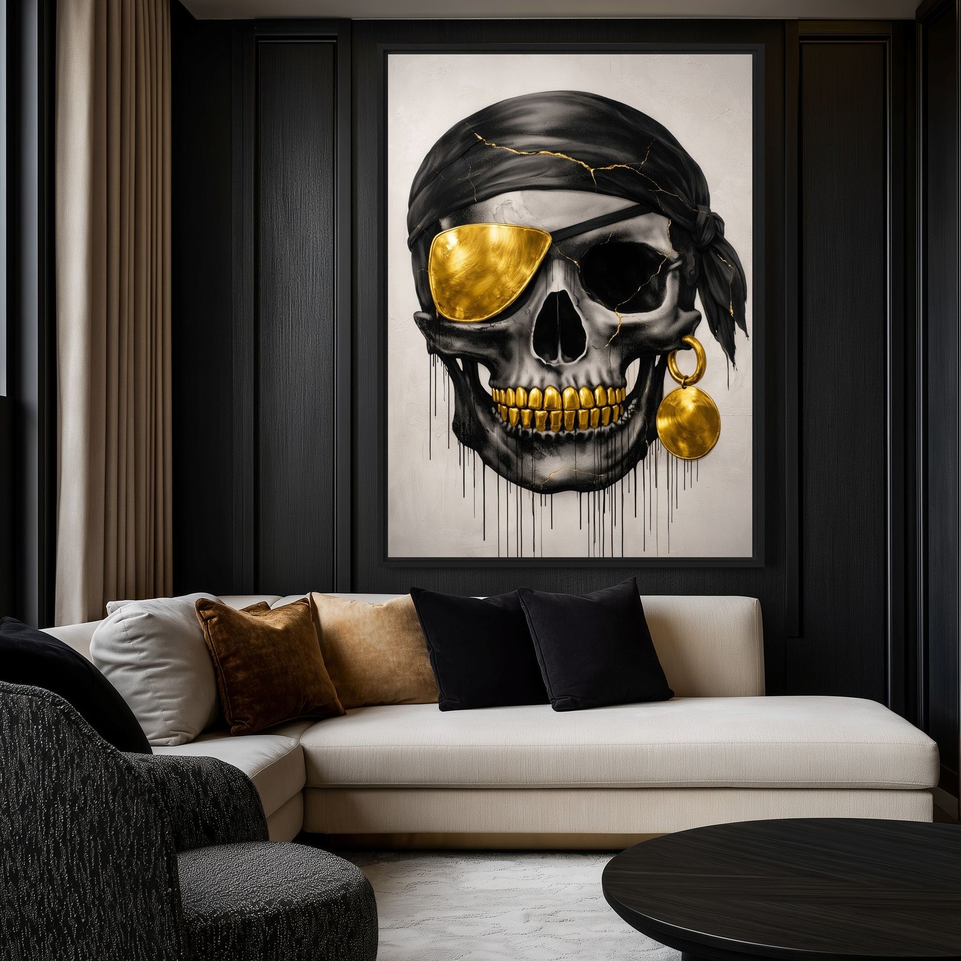 Pirate Skull Gothic Art Framed Canvas - PaintFu