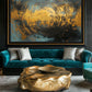 Teal & Gold Abstract Art Framed Canvas