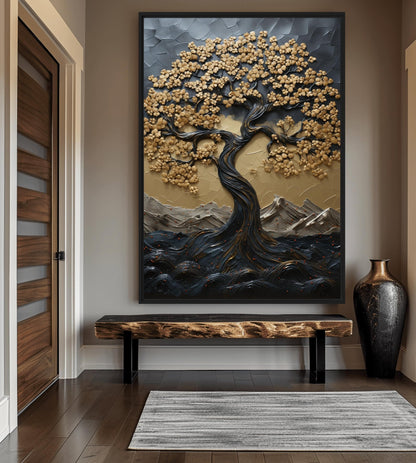 Tree Landscape Art Framed Canvas