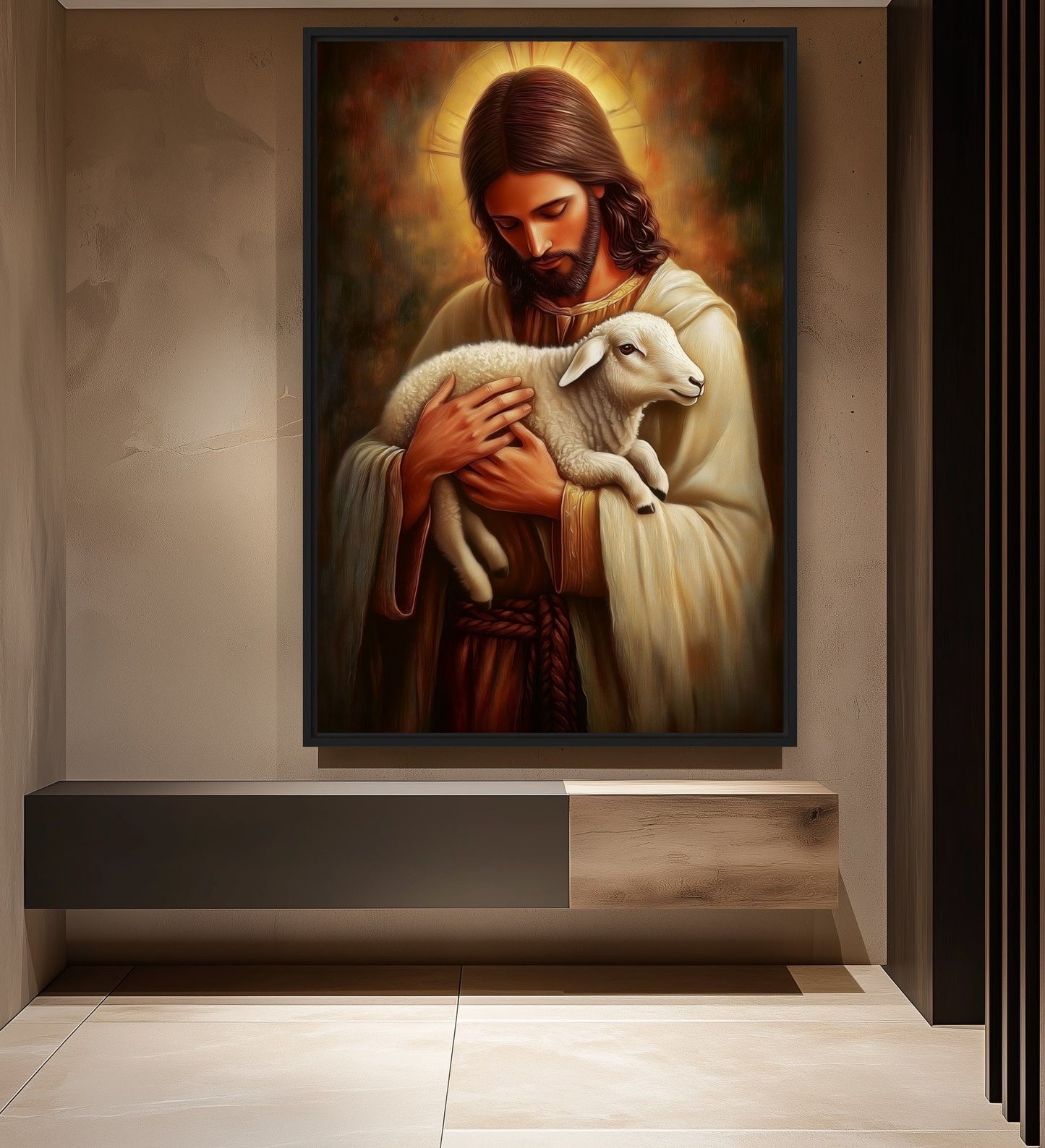 Jesus with Lamb Religious Art Digital Print