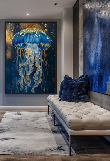 Majestic Jelly Nautical Art Framed Canvas