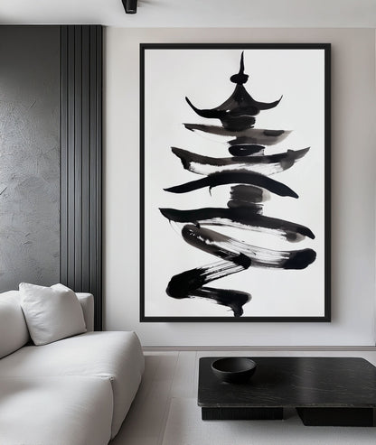 Chinese Pagoda Minimalist Art Digital Print