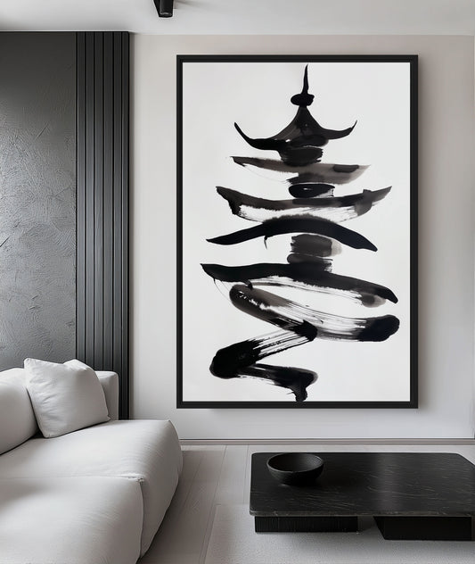 Chinese Pagoda Minimalist Art Digital Print