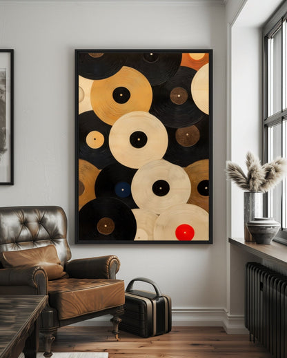 Vinyl Records Modern Art Framed Canvas - PaintFu