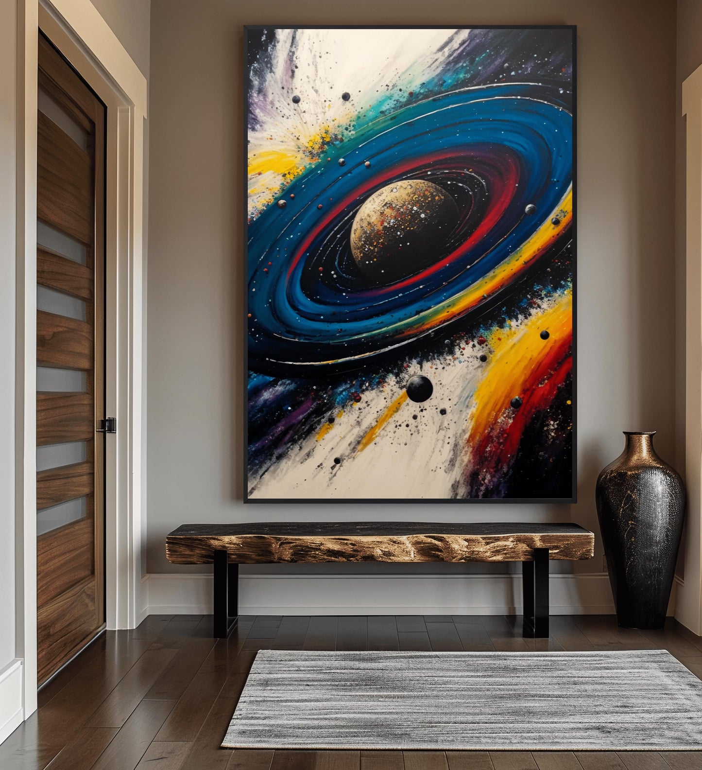 Space Abstract Framed Canvas - PaintFu