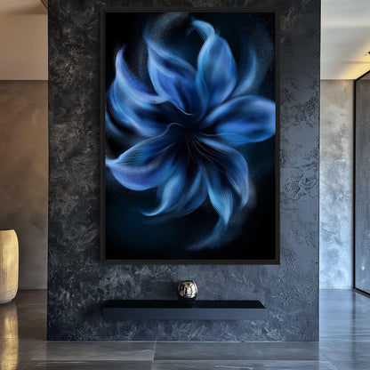 Blue Flower Minimalist Art Framed Canvas