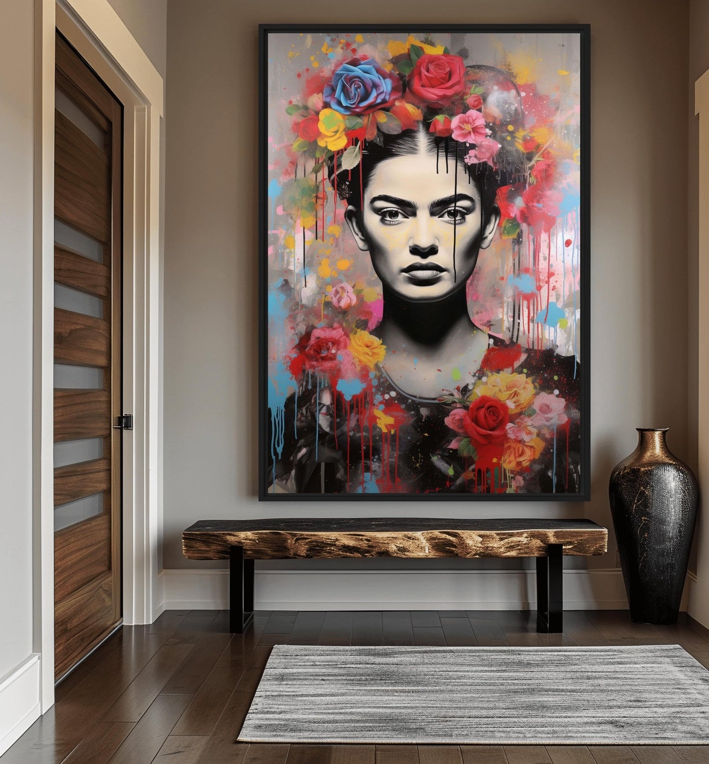 Frida Kahlo Pop Art Framed Canvas