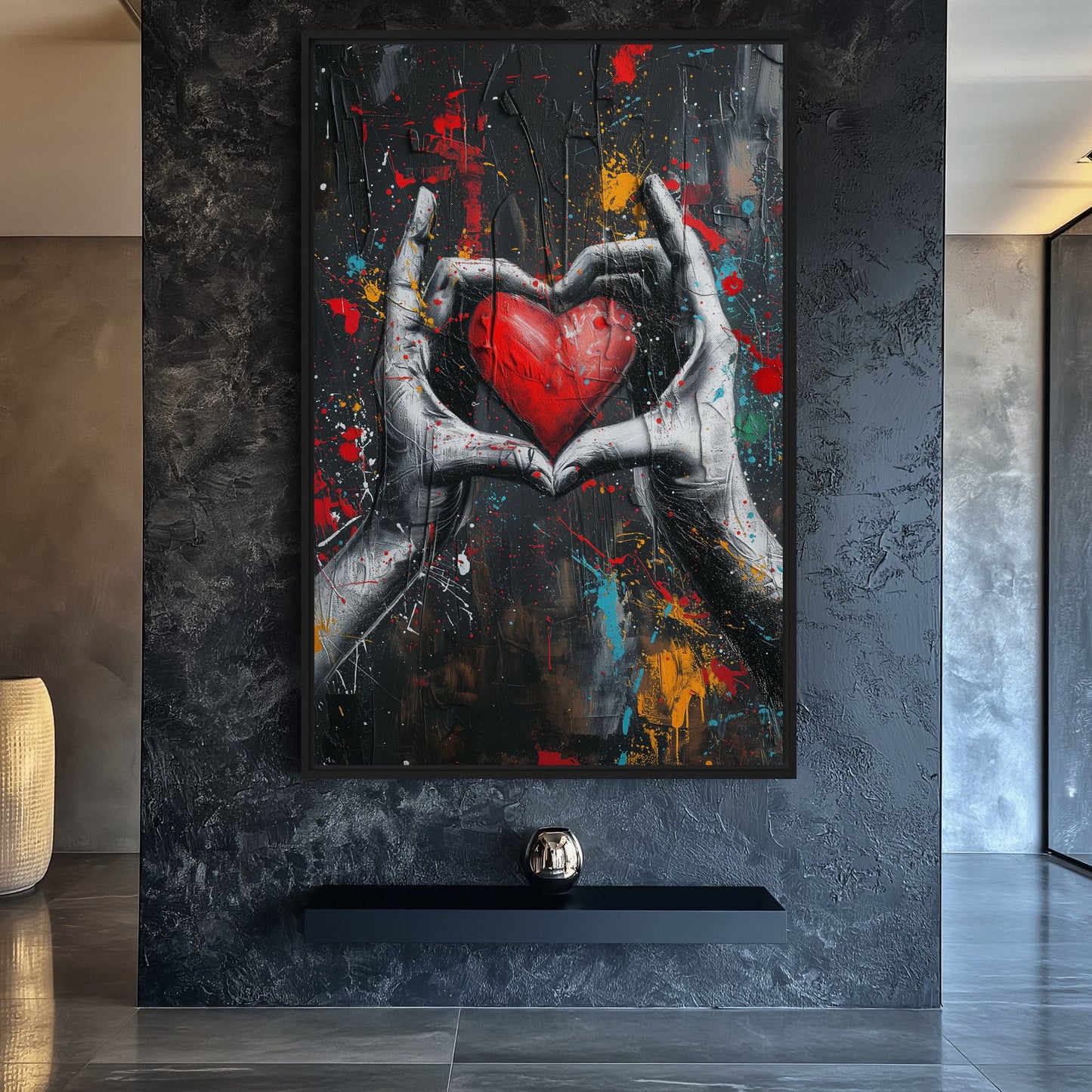 Heart Graffiti Art Framed Canvas
