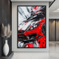 Red Sports Car Abstract Art Framed Canvas
