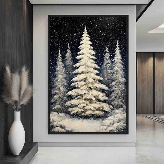 Winter Christmas Tree Framed Canvas