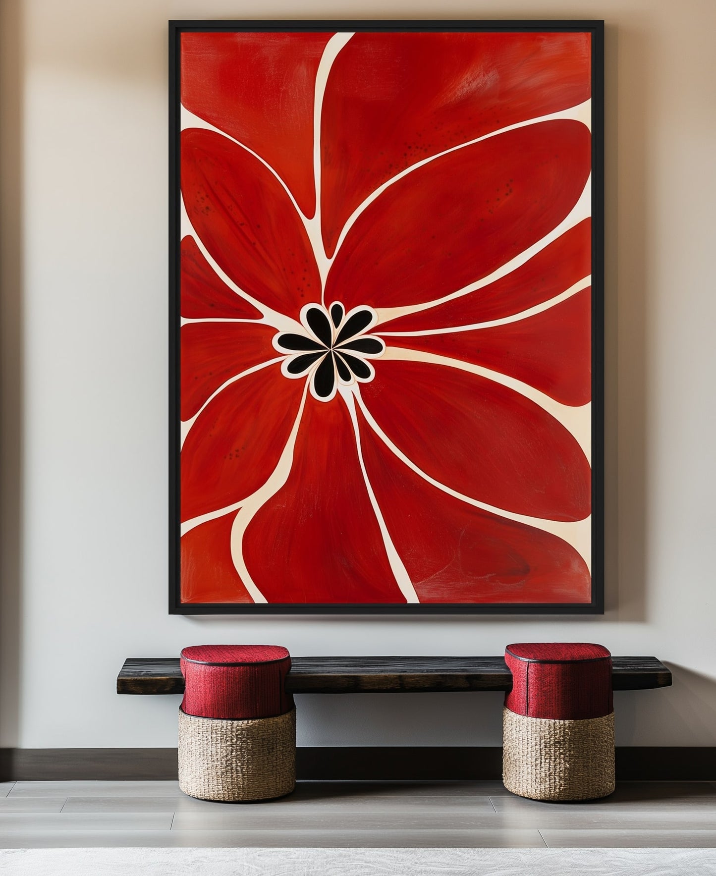 Red Flower Minimalist Art Digital Print
