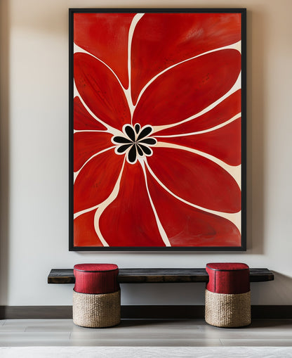 Red Flower Minimalist Art Framed Canvas - PaintFu
