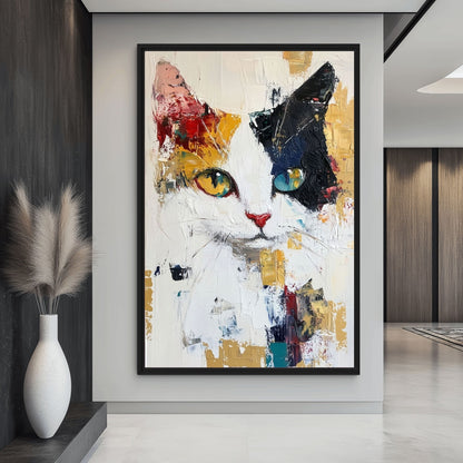 Cat Portrait Modern Art Framed Canvas