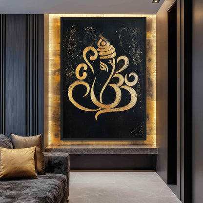 Ganesha Silhouette Spiritual Art Framed Canvas - PaintFu