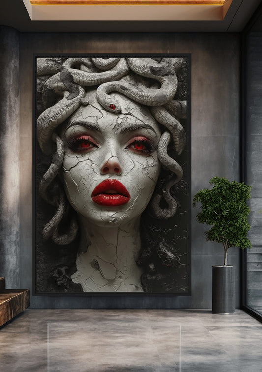 Mesmerizing Medusa Gorgon Framed Canvas