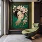 Geisha Floral Portrait Framed Canvas