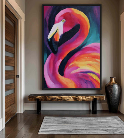 Flamingo Fine Art Framed Canvas - PaintFu