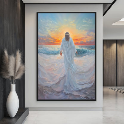 Jesus Walking On Water Religious Art Framed Canvas