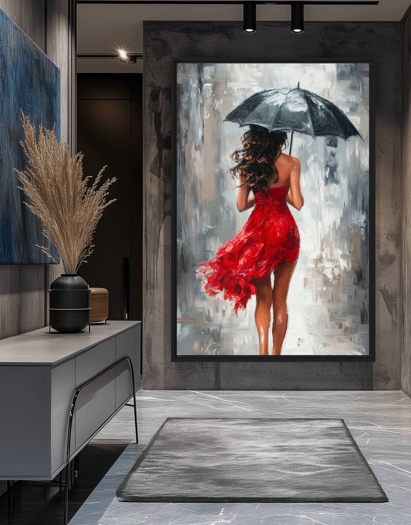 Woman With Umbrella Modern Art Digital Print