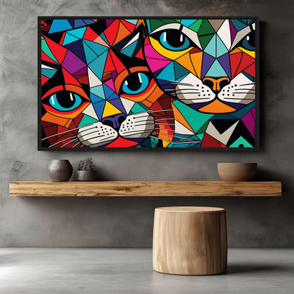 Cats Mosaic Art Framed Canvas