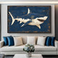 Shark Nautical Wall Art Framed Canvas
