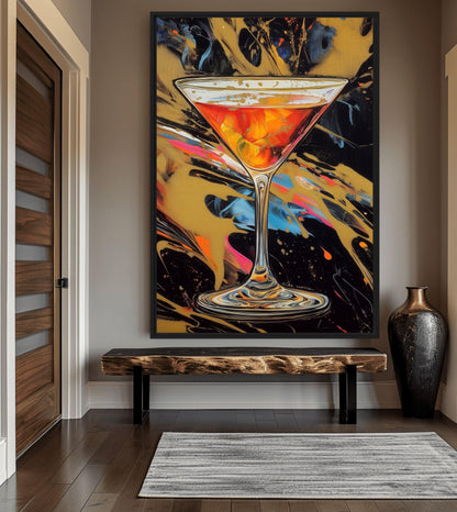 Cocktail Bar Cart Art Canvas Print Detail | PaintFu