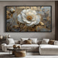 White and Gold Flowers Floral Art Digital Print