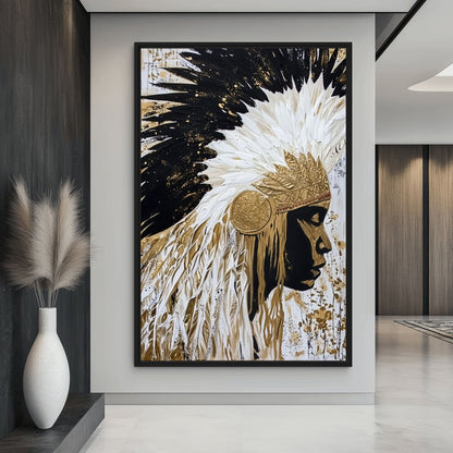Headdress Native American Art Framed Canvas