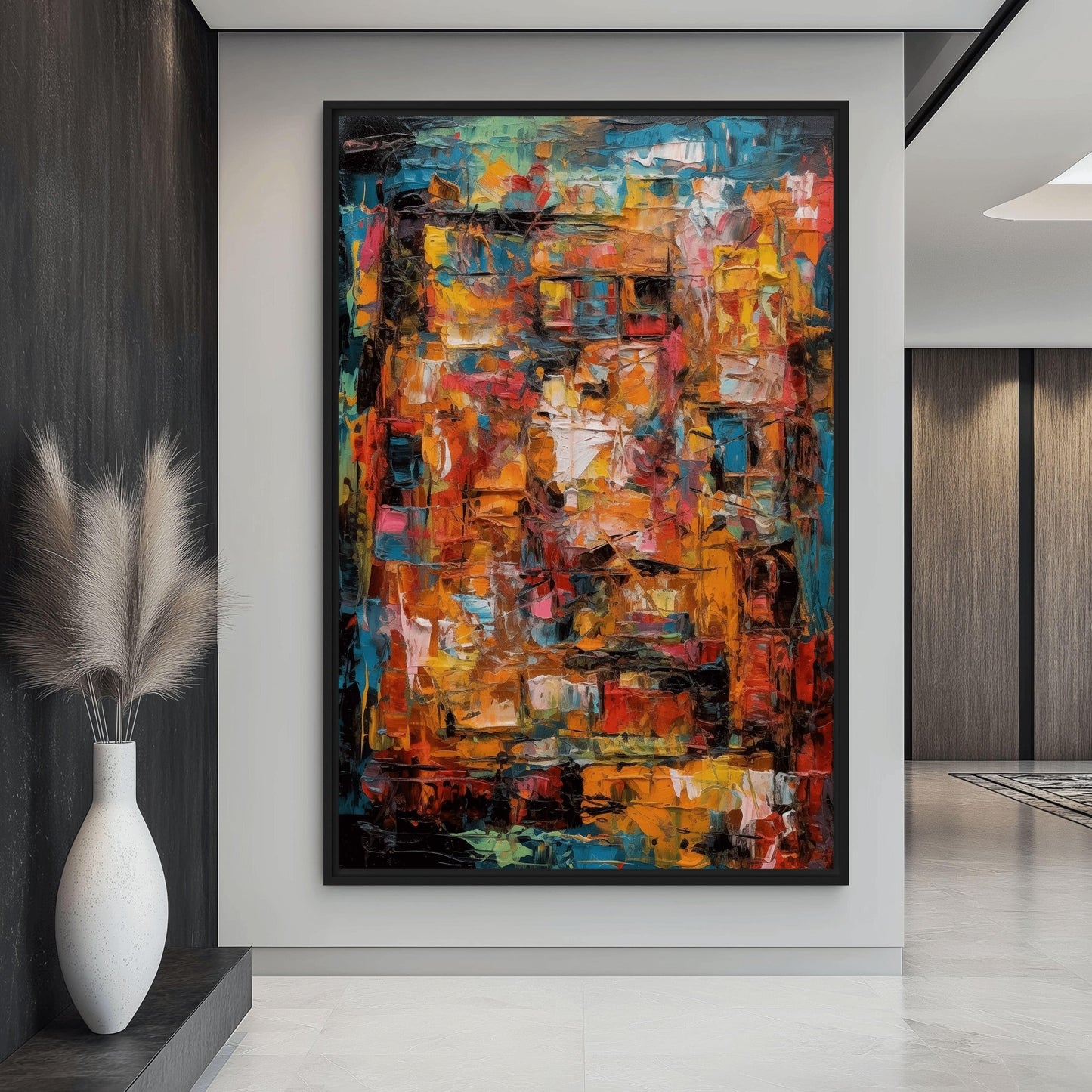 Colorful Impasto Modern Art Framed Canvas