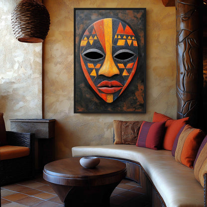 Tribal Mask African Folk Art Canvas Print Detail | PaintFu