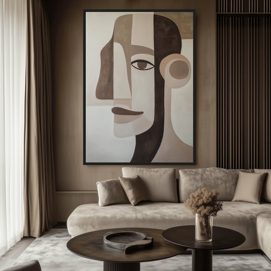 Male Portrait Cubist Art Framed Canvas