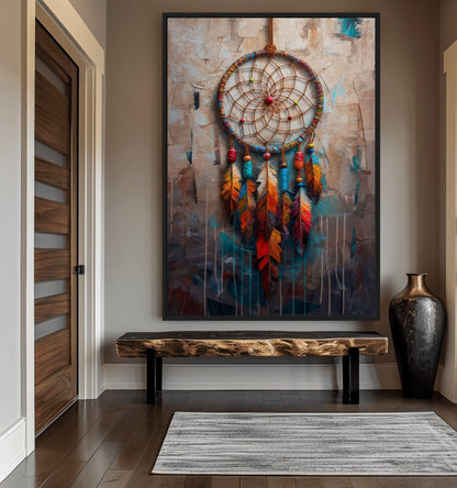 Dreamcatcher Native Art Framed Canvas