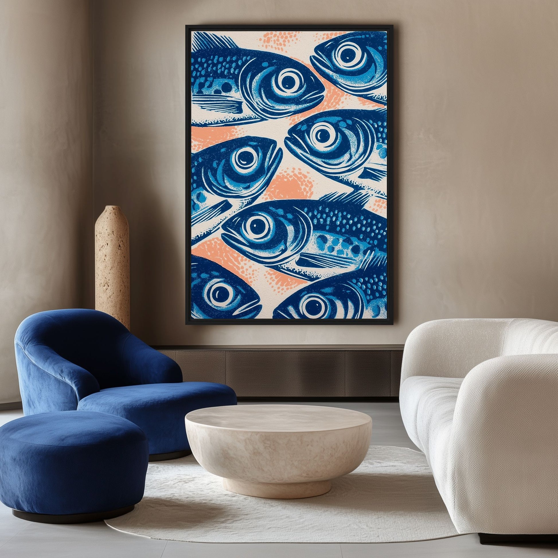 Sardines Modern Art Framed canvas - PaintFu