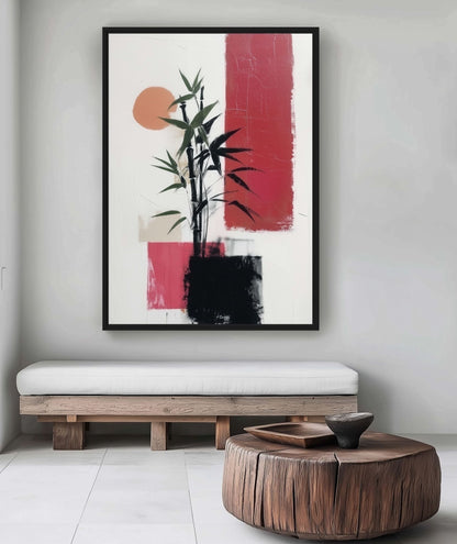 Bamboo Abstract Art Framed Canvas - PaintFu
