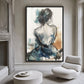Woman Line & Watercolor Art Framed Canvas