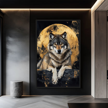 Wolf & Full Moon Modern Art Digital Print