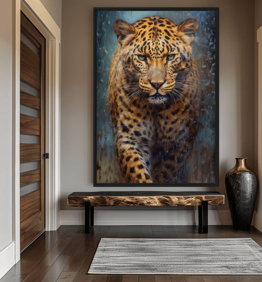 Leopard Wildlife Art Framed Canvas