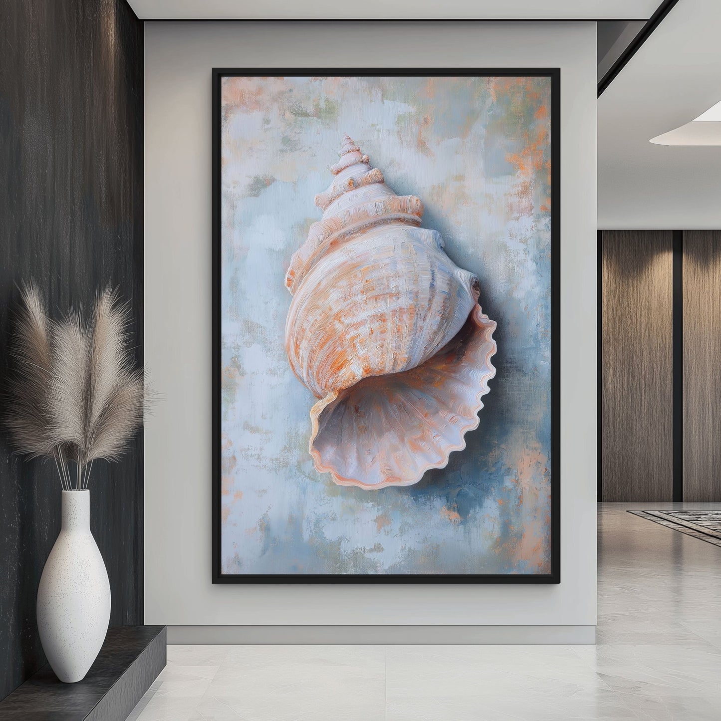 Seashell Nautical Art Framed Canvas