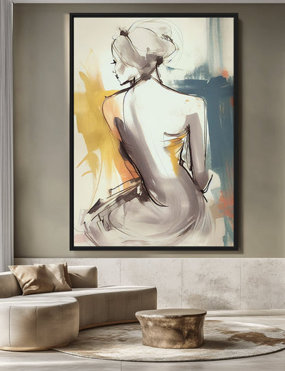Woman Watercolor Art Framed Canvas