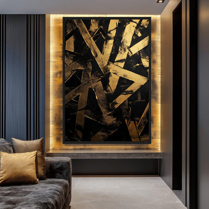 Black and Gold Pattern Art Canvas Print Detail | PaintFu
