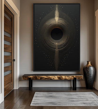 Eclipse Black Gold 3D Art Digital Print