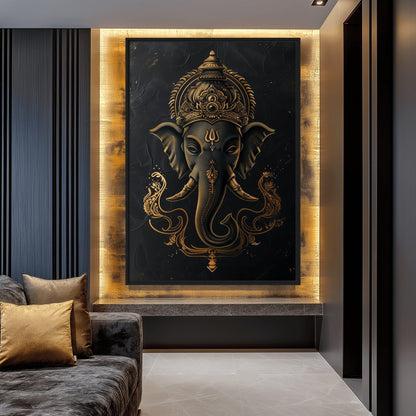 Lord Ganesha Modern Art Framed Canvas