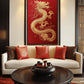 Golden Dragon Chinese Art Framed Canvas